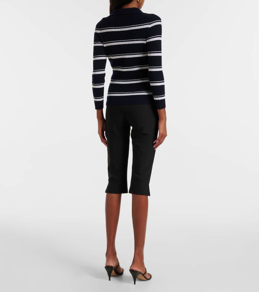 Striped cashmere and silk polo sweater