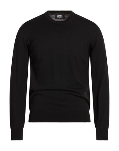 Man Sweater Black Size 40 Wool