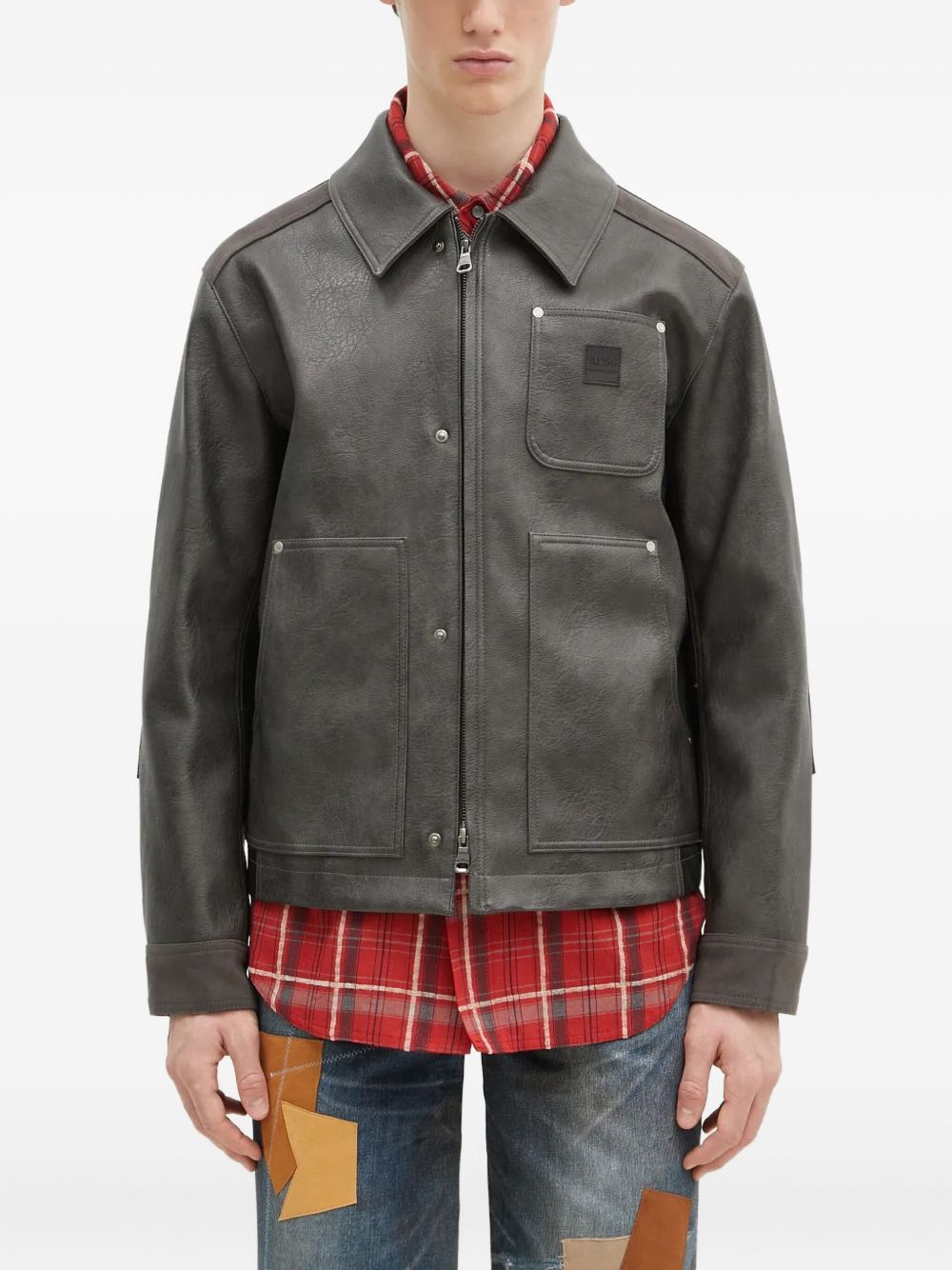 Panelled zip-up work jacket - Grey