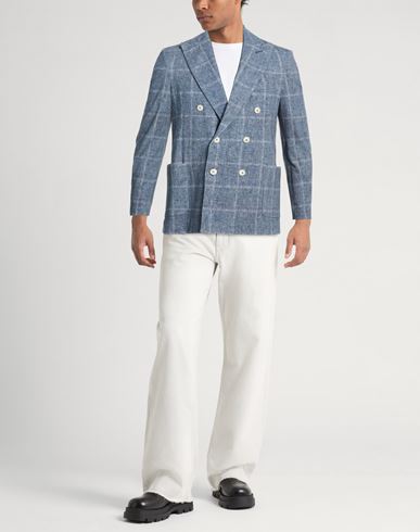Man Blazer Slate blue Size 36 Cotton, Elastane