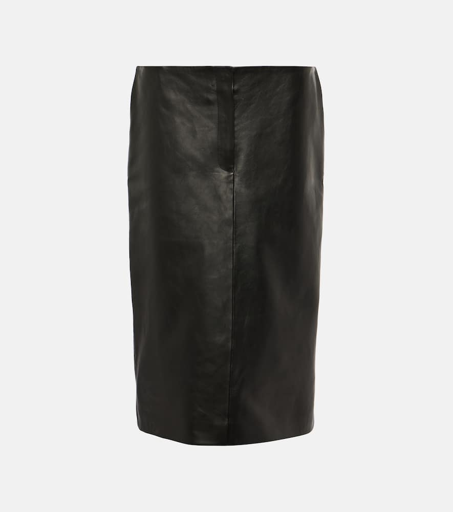 Leather midi skirt