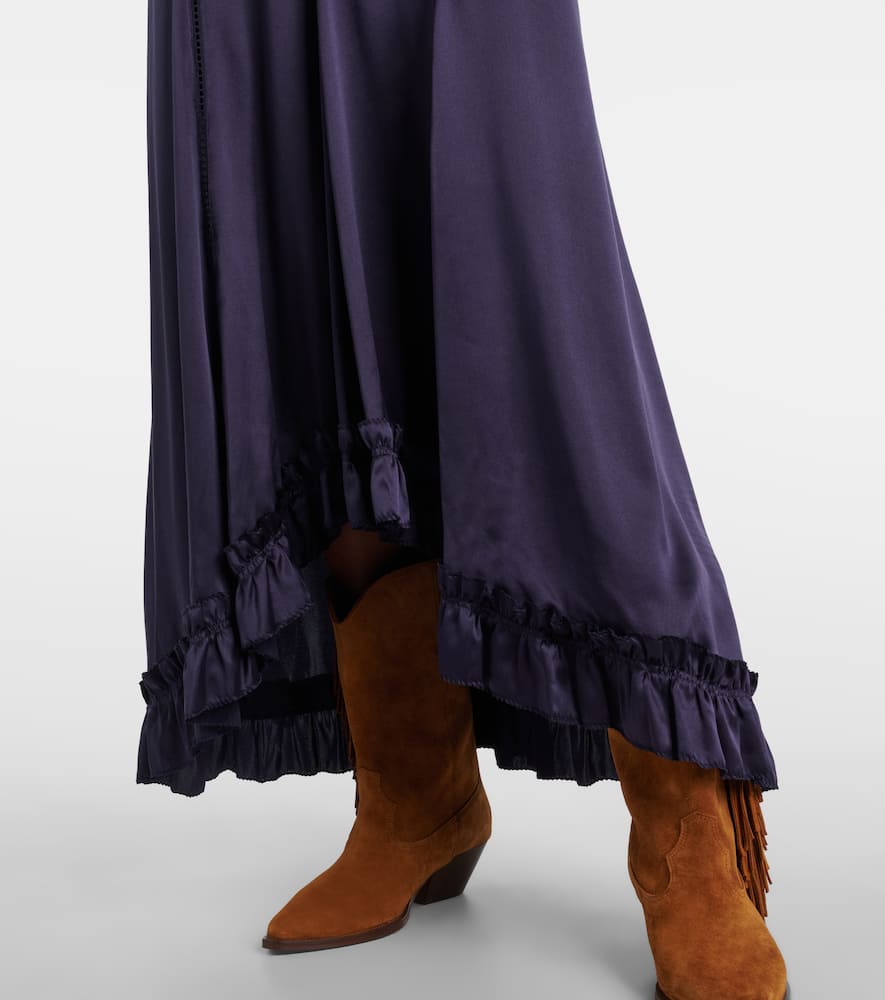Dolores lace-trimmed silk-blend satin gown