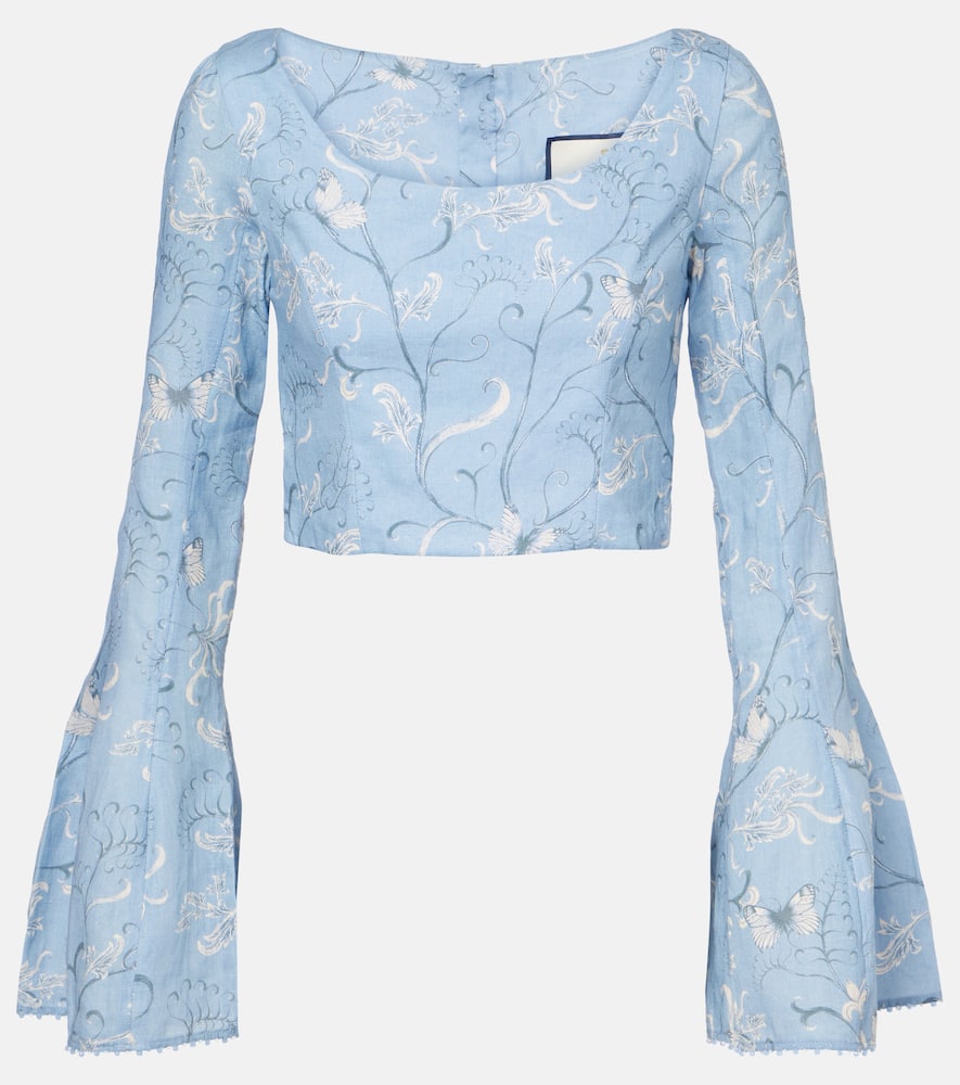 Limoncillo Lymanopoda floral linen crop top