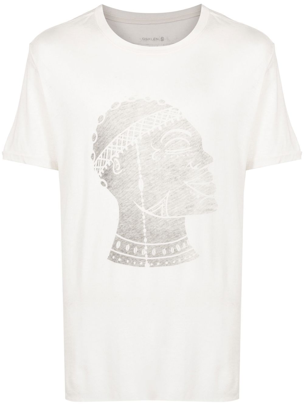 Graphic-print raw-cut T-shirt - Neutrals