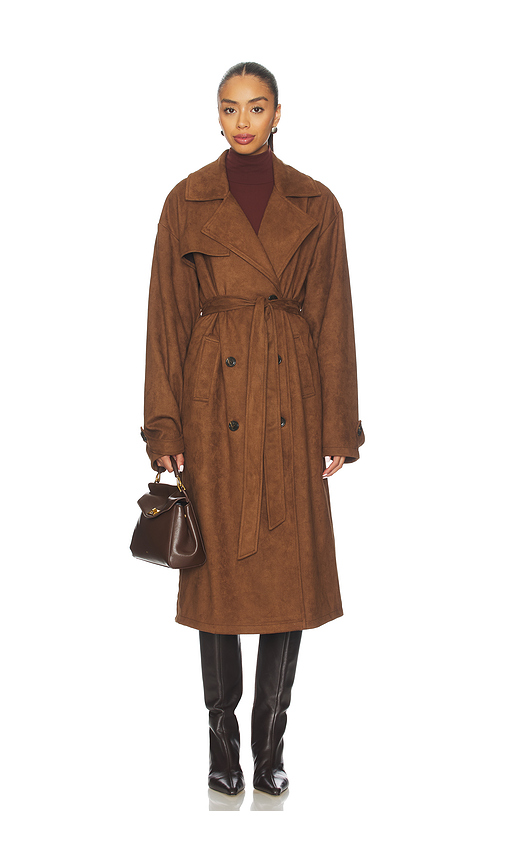 ALL THE WAYS Milana Faux Suede Coat in Brown. - L also in S
