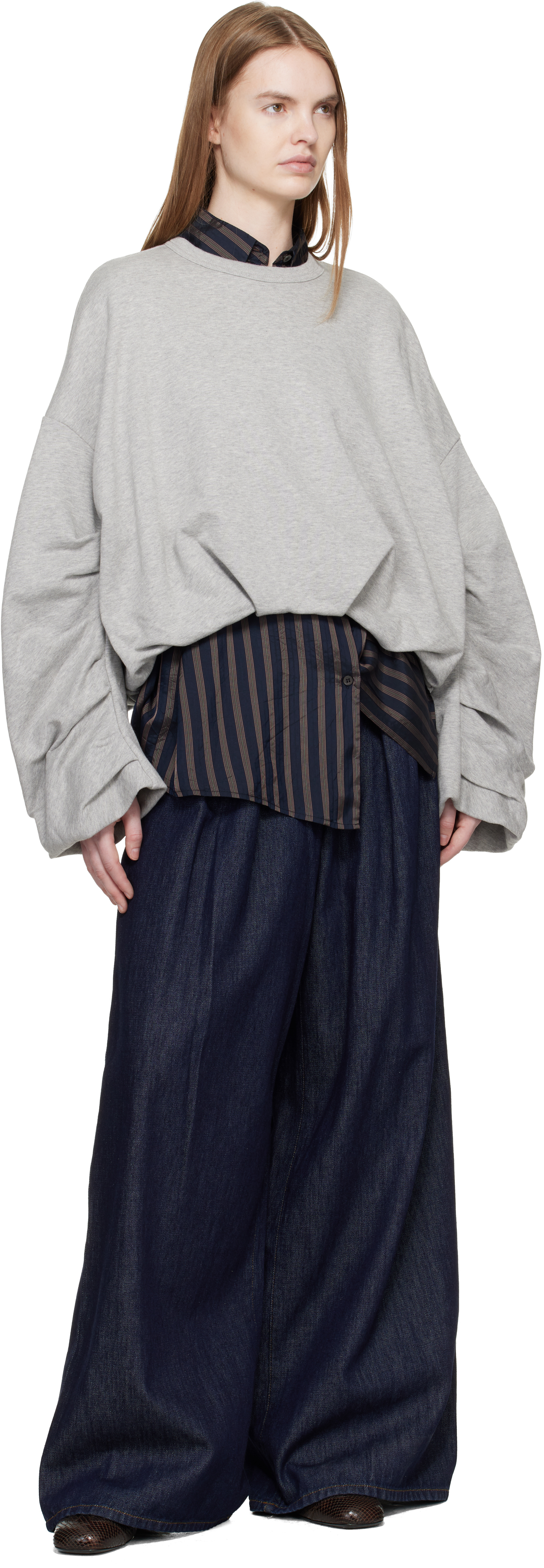 Gray Draped Sweatshirt