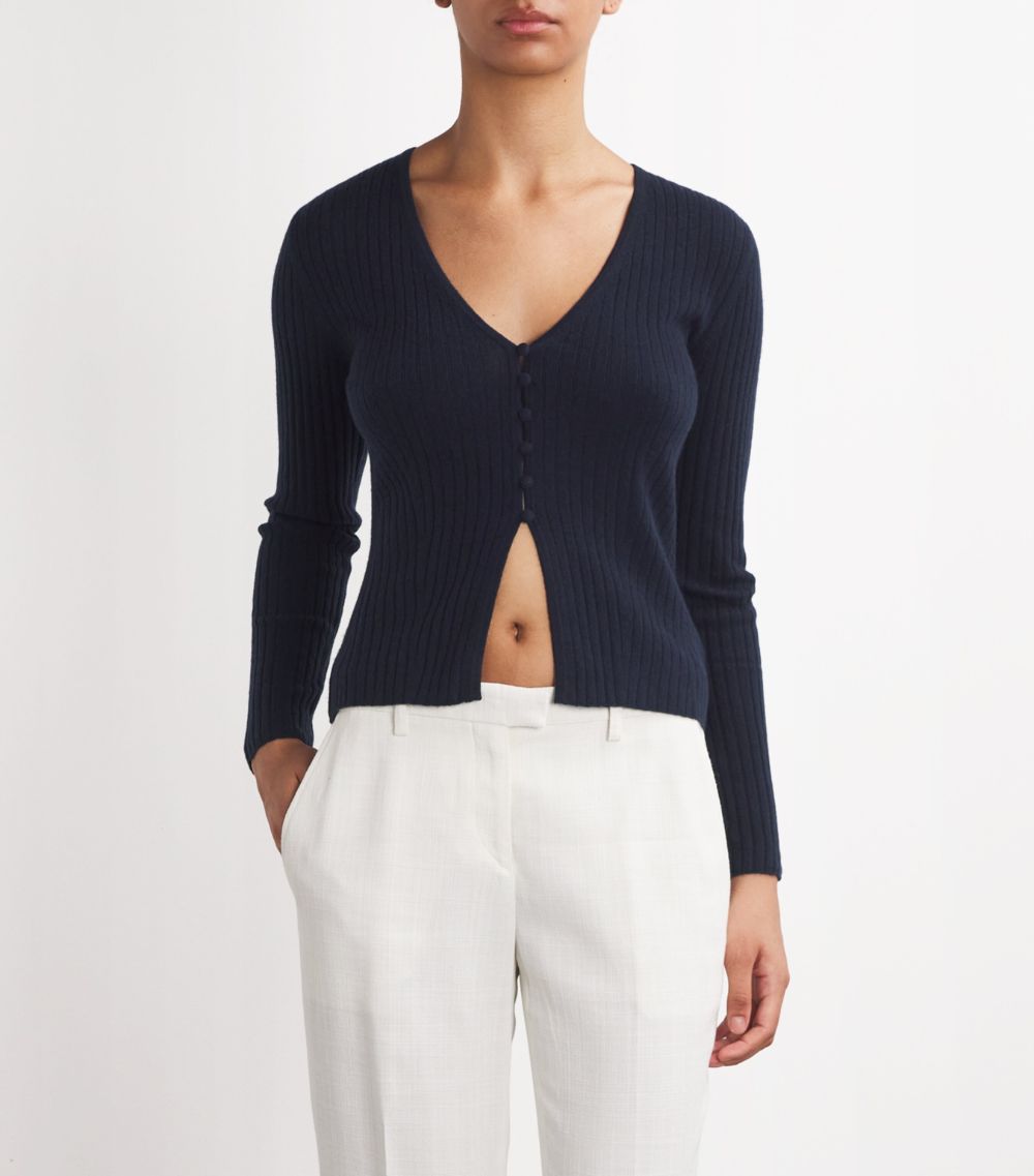 Cashmere Ribbed-Knit Cardigan