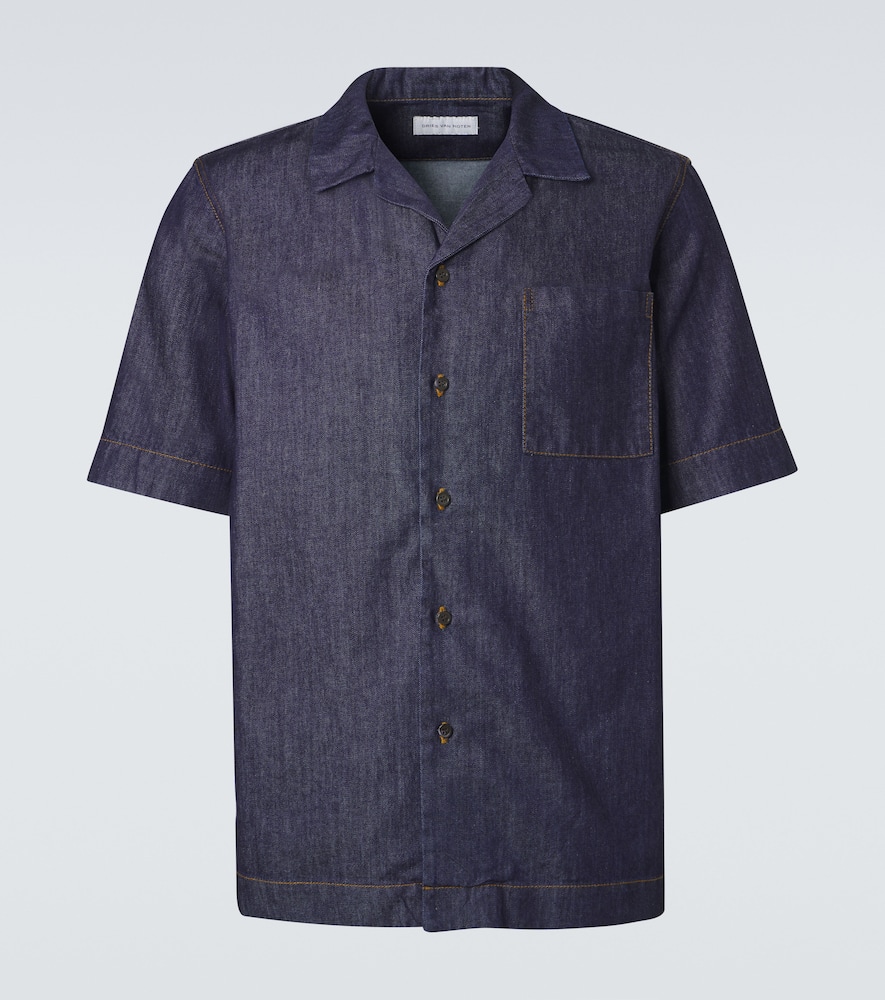 Cotton denim bowling shirt