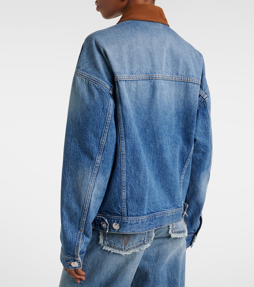 Trucker suede-trimmed denim jacket