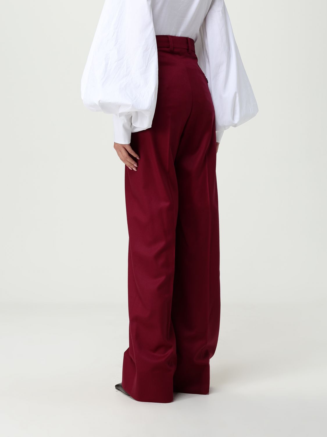 Wool high-waisted tailored trousers - Purple