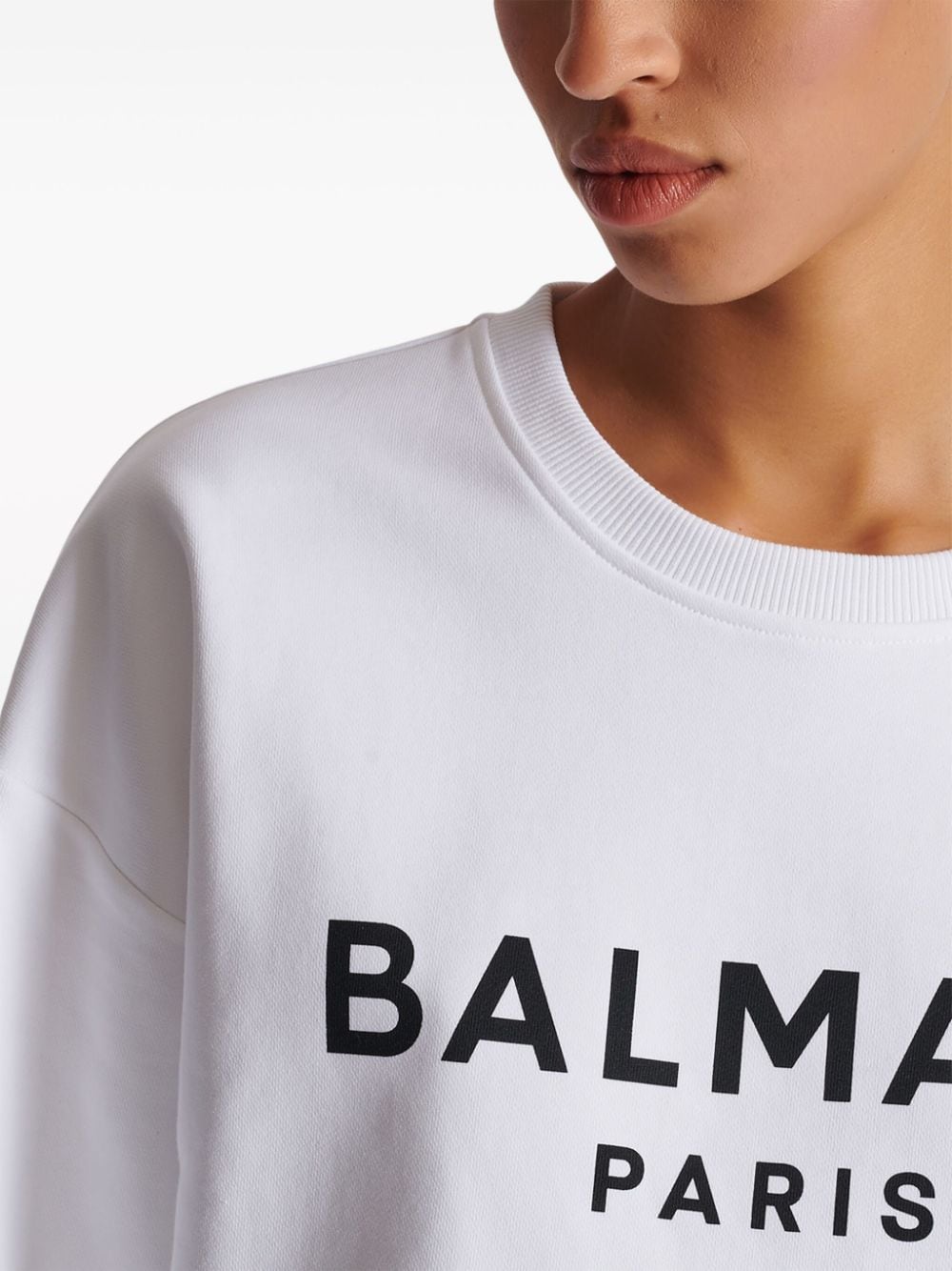 Cropped Sweatshirt With Flocked Logo
