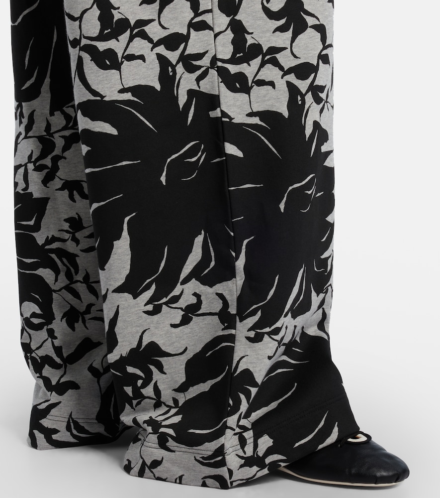 Floral pleated cotton jersey sweatpants