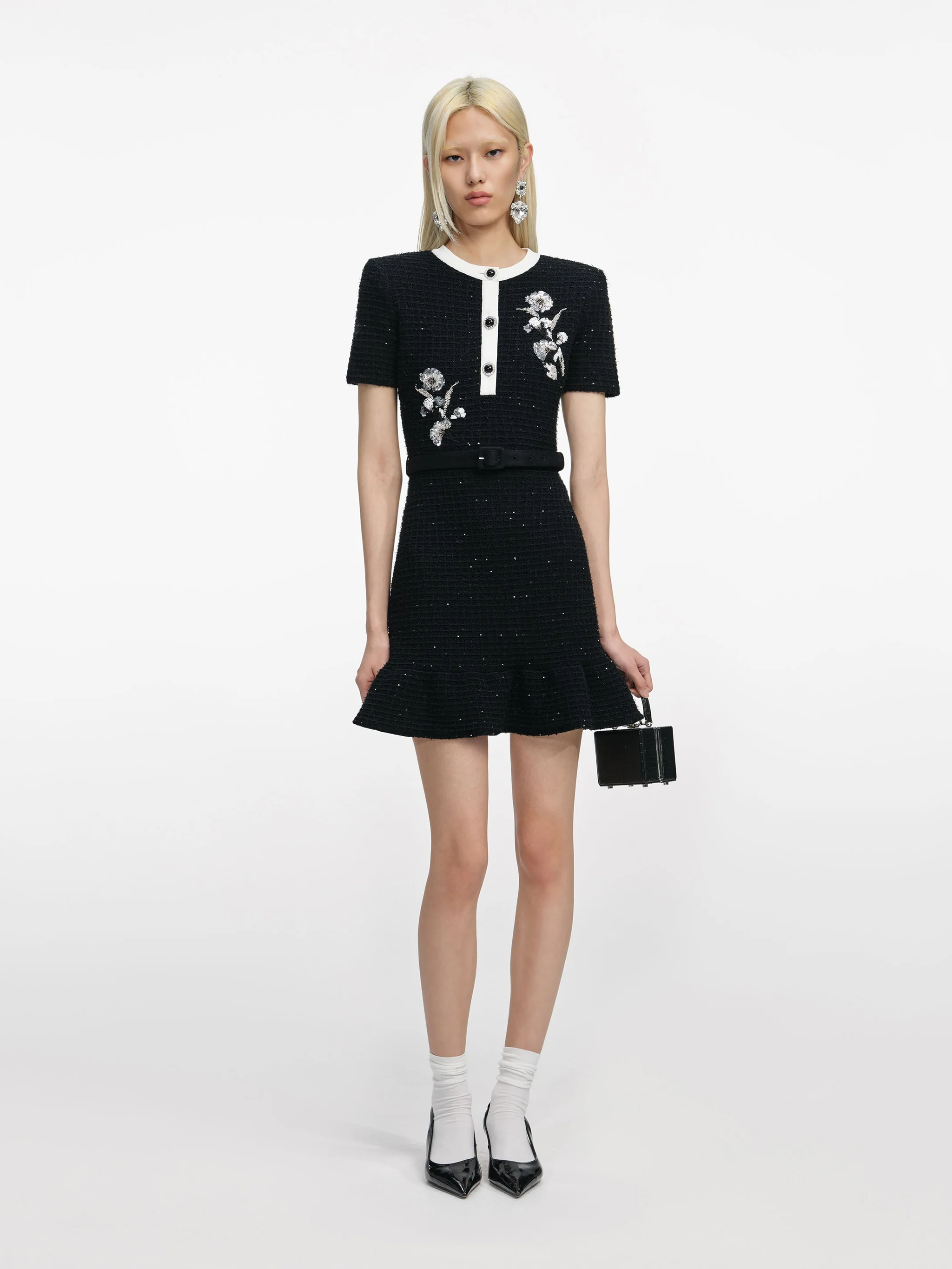 Chic Faux Fur Hem Mini Dress