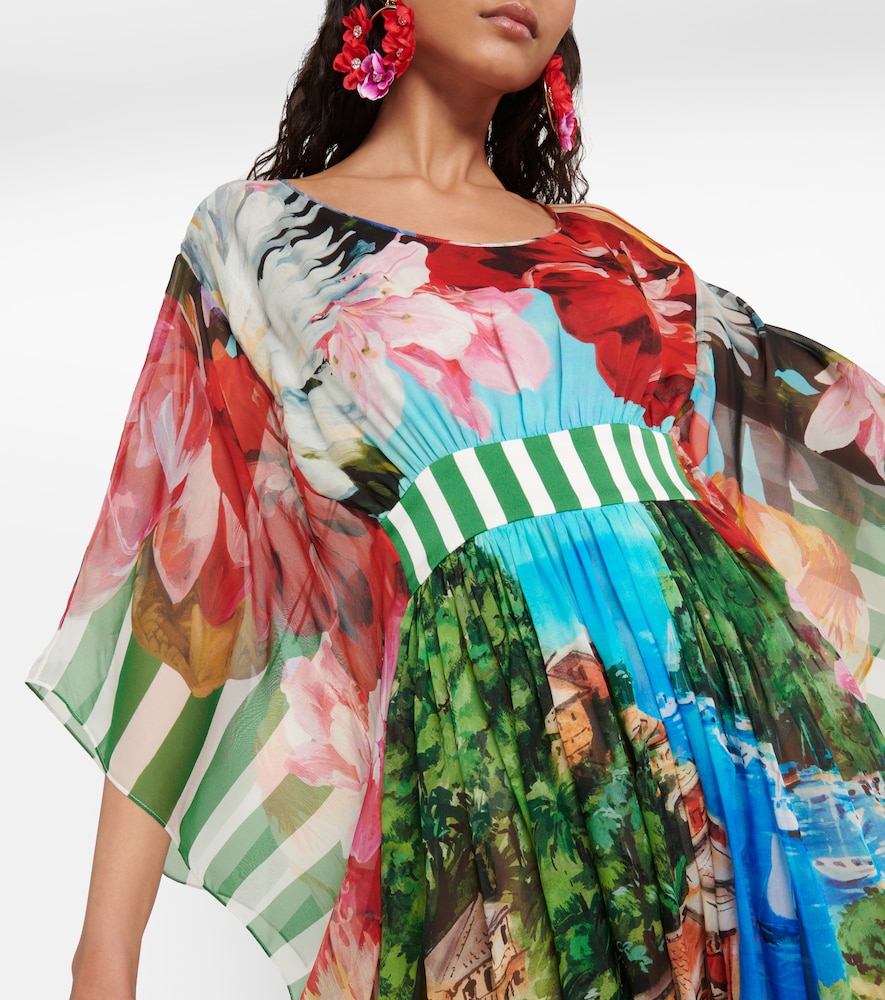 Portofino printed silk chiffon gown