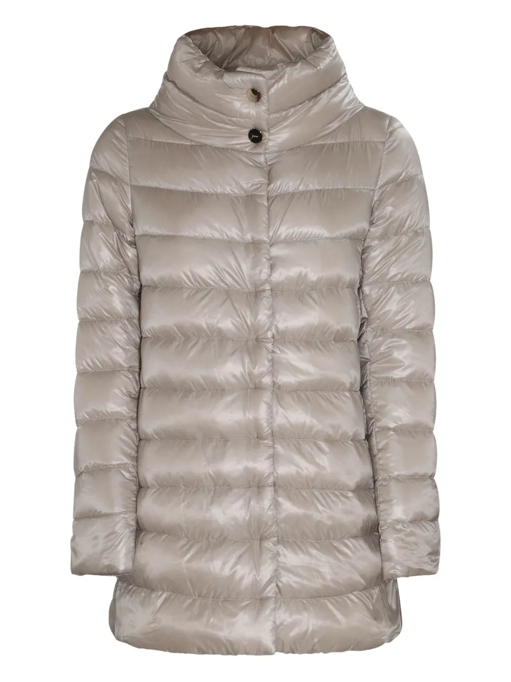 Quilted Down-Filled Down Coat — Grey