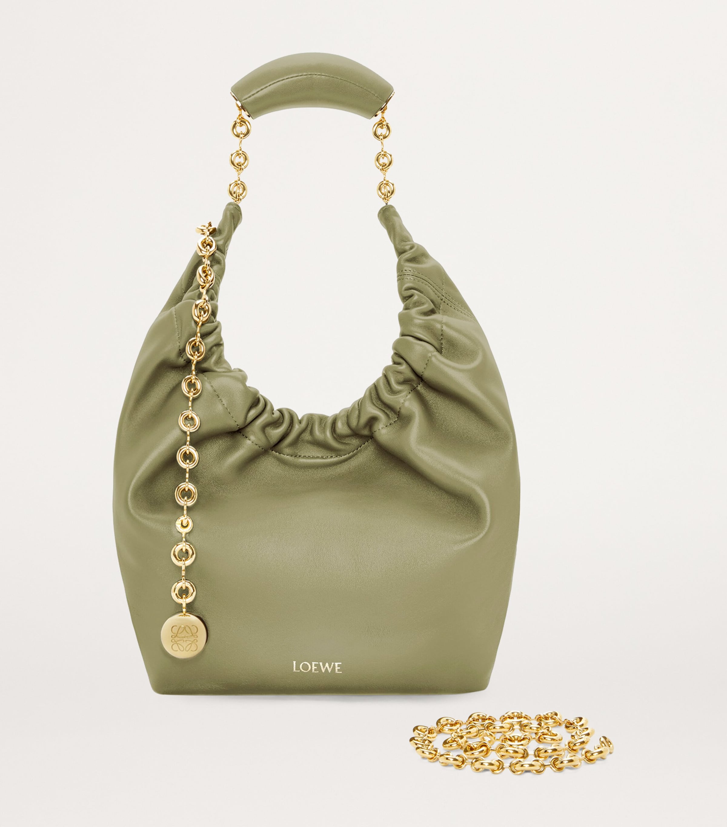 Small Leather Squeeze Top-Handle Bag