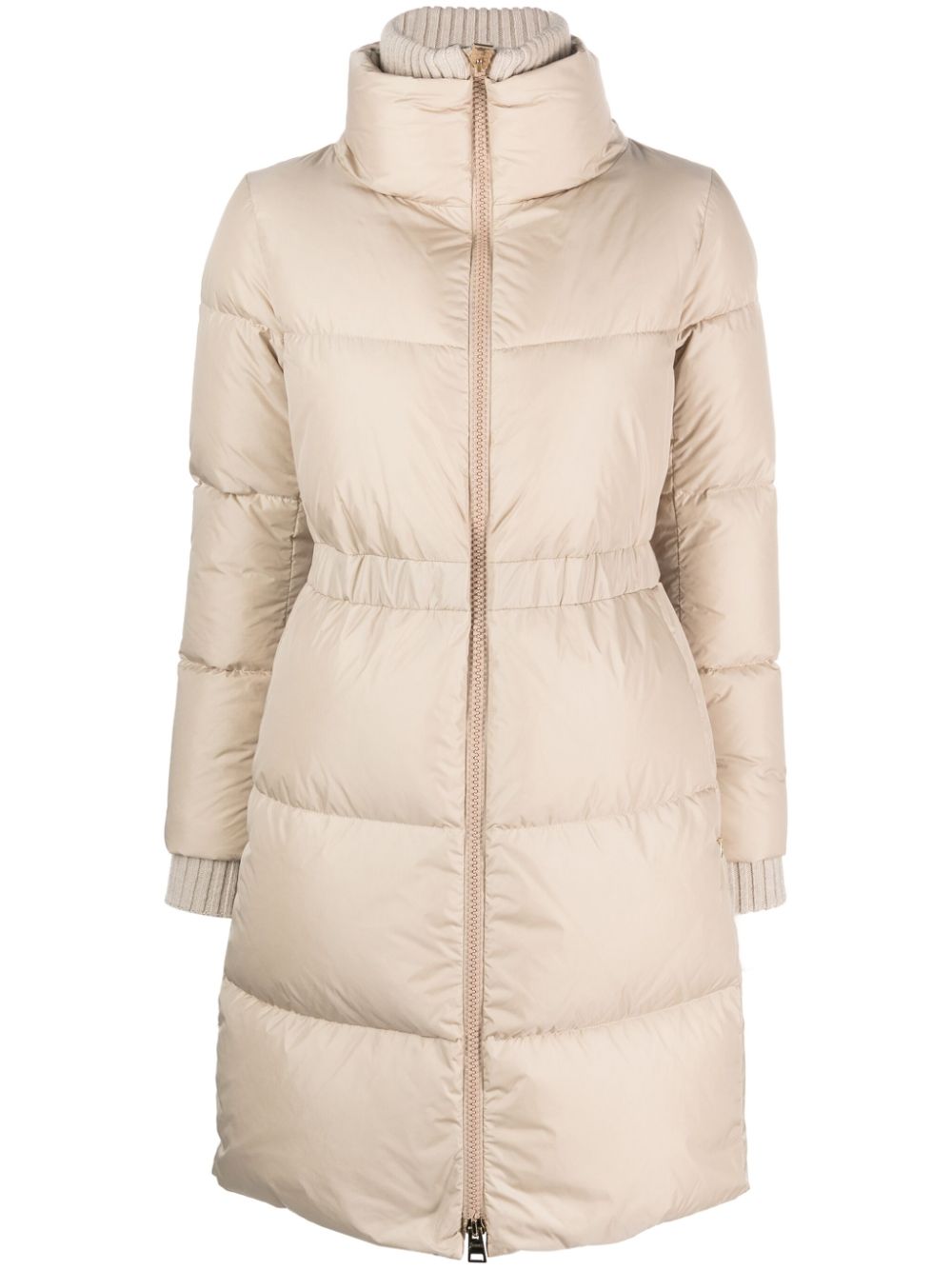 Funnel-neck padded coat - Neutrals