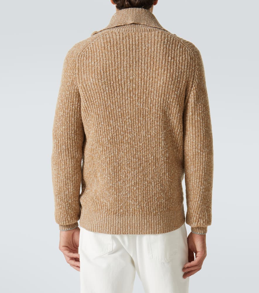 Zip-up wool and cashmere cardigan