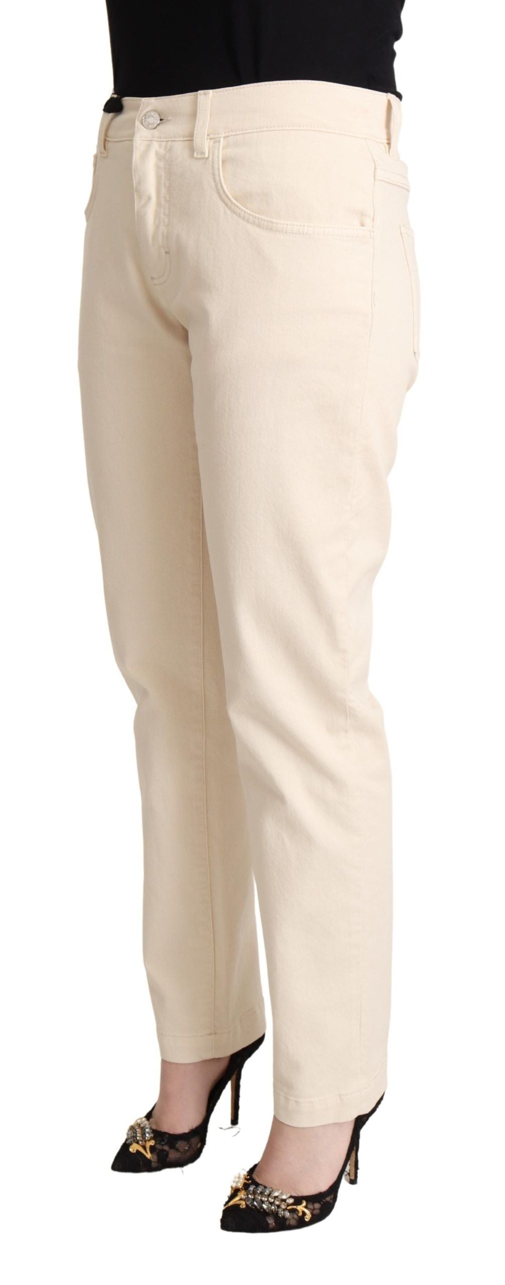 Cotton Denim Skinny Jeans — White