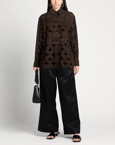 Woman Shirt Chocolate brown Size 6 Leather