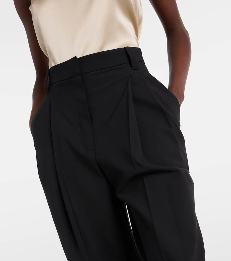 Wool-blend wide-leg pants