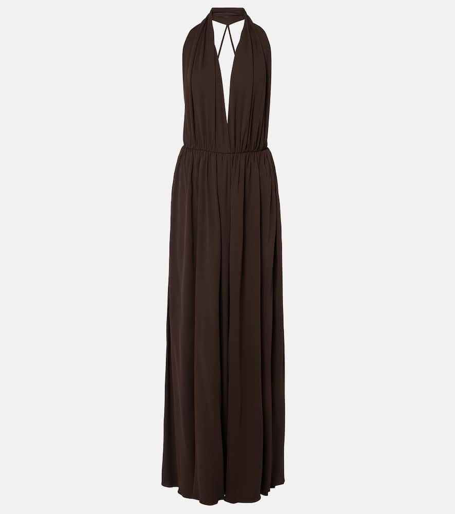 Pharao gathered jersey crêpe gown