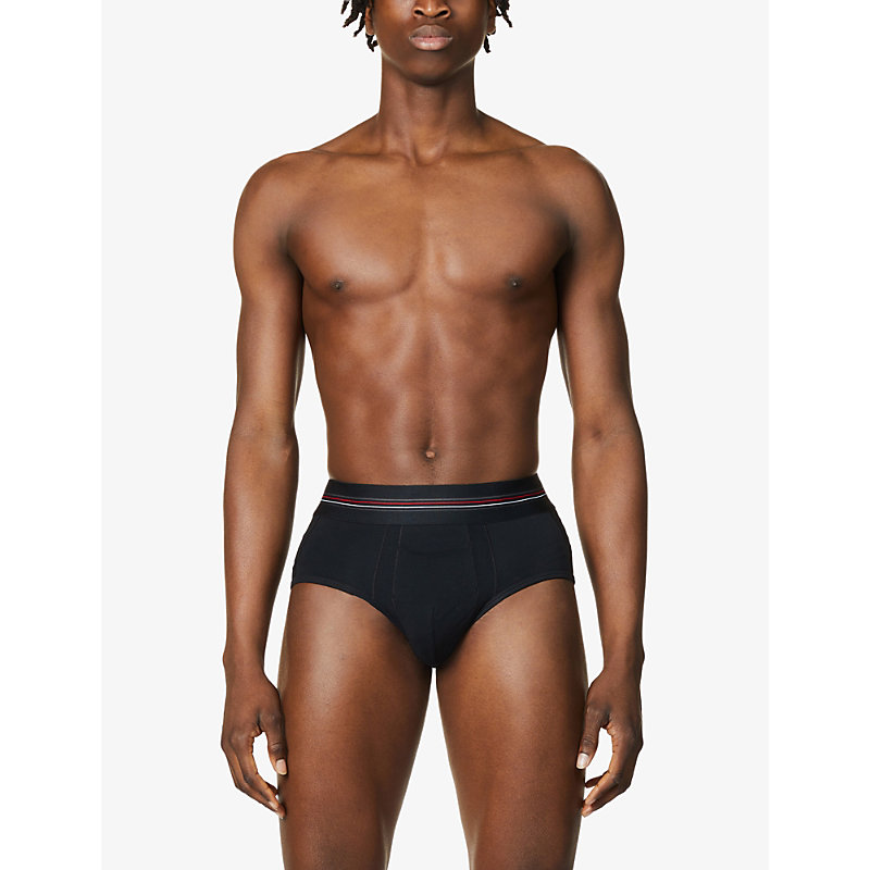 Mens Black Sculpt Mid-rise Regular-fit Stretch-cotton Briefs 