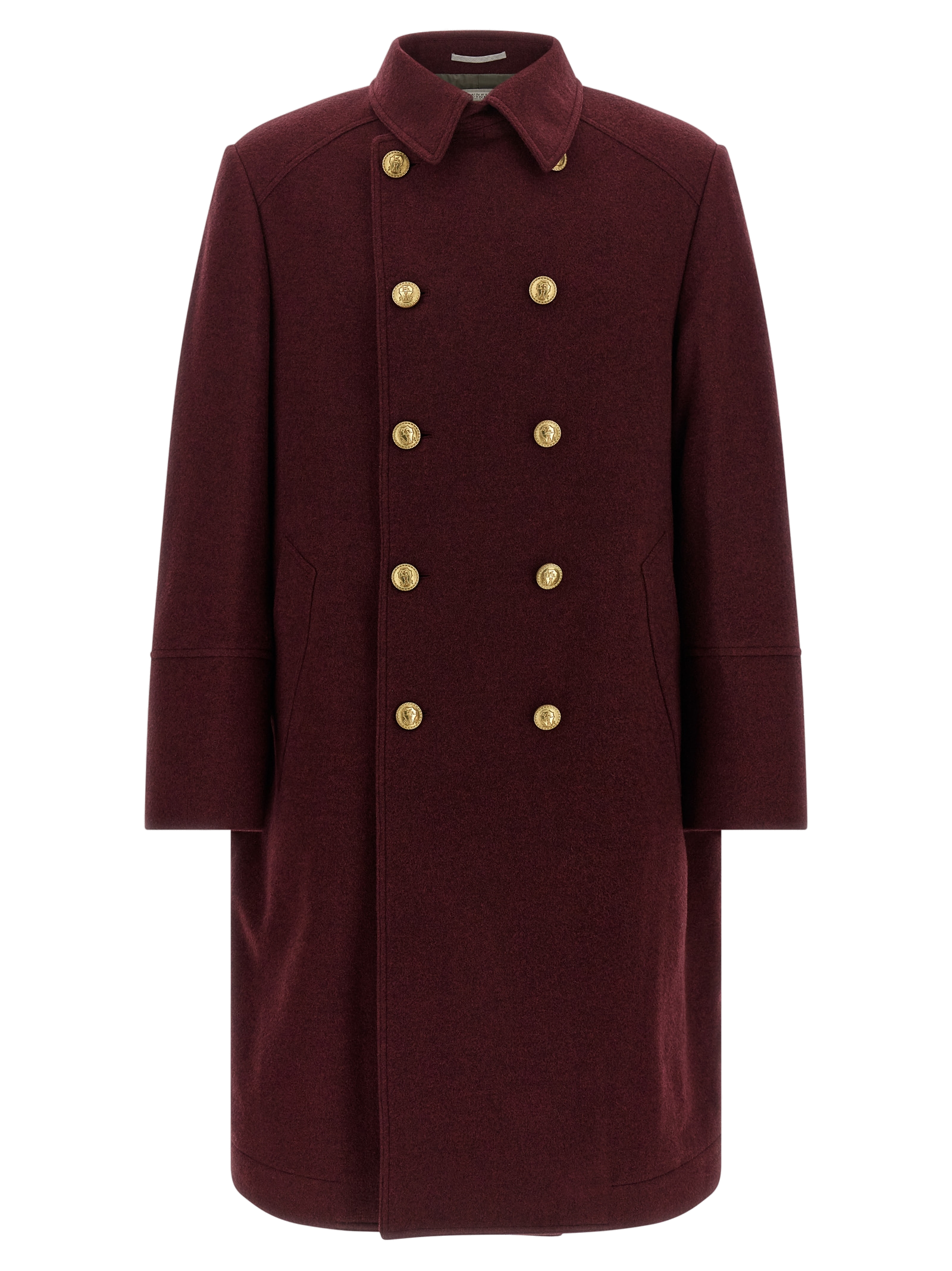 Double-Breasted Cashmere Coat — Bordeaux