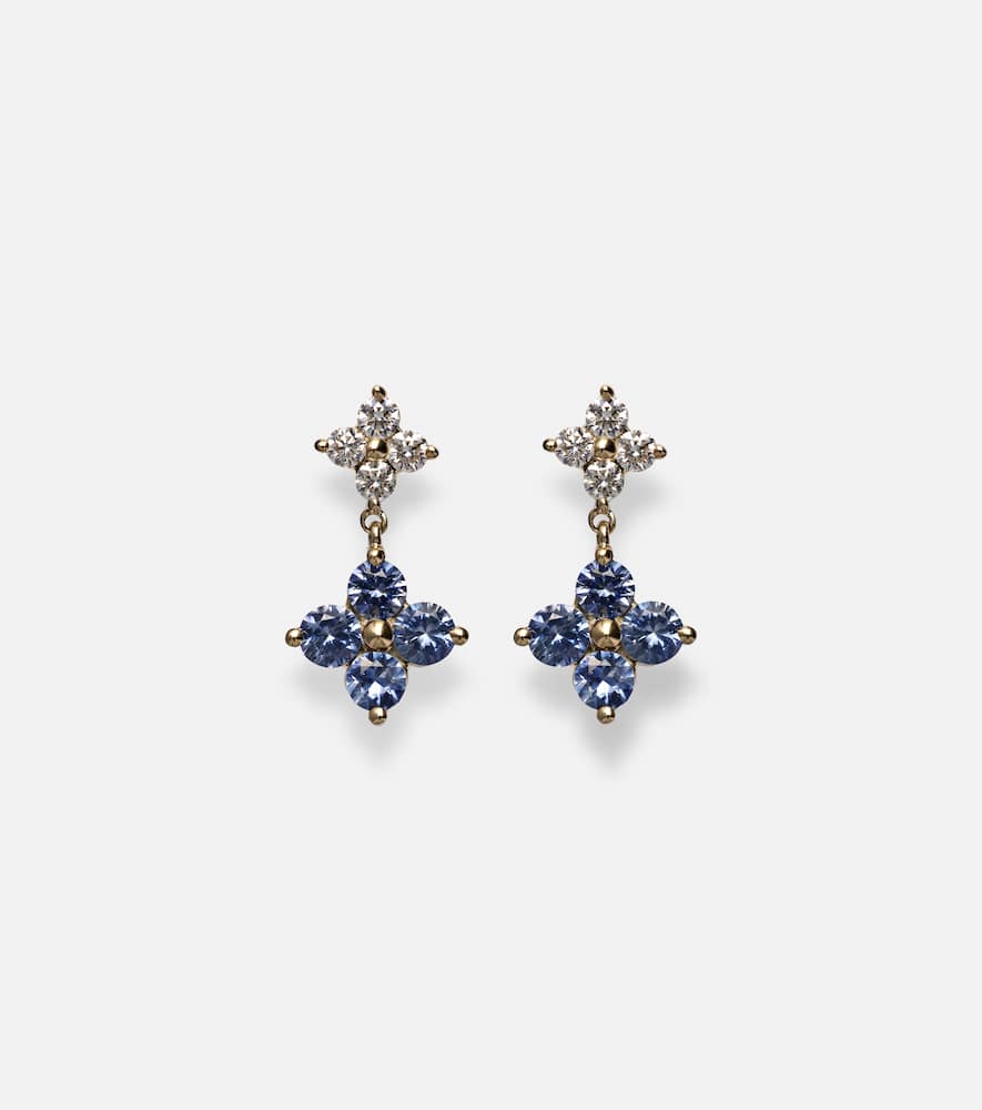Luckiest Clover 10kt gold earrings with sapphire and diamond