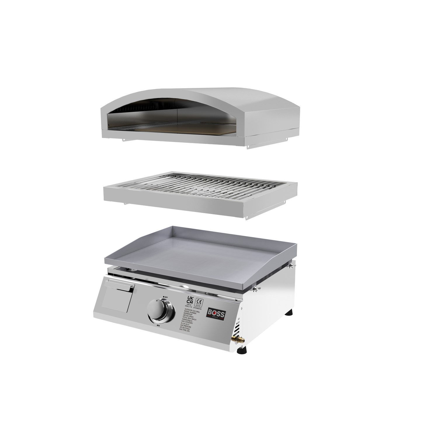 Boss Grill 3-in-1 Gas BBQ Griddle and Pizza Oven - Stainless Stee