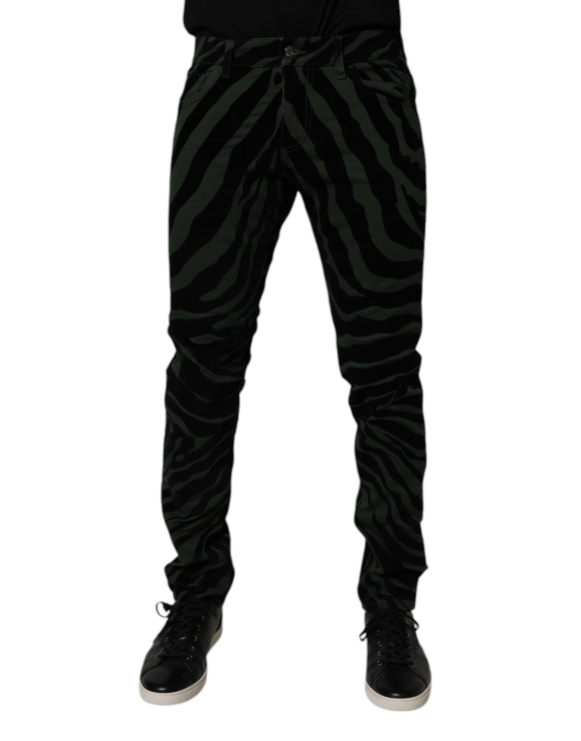 Striped Denim Jeans — Black
