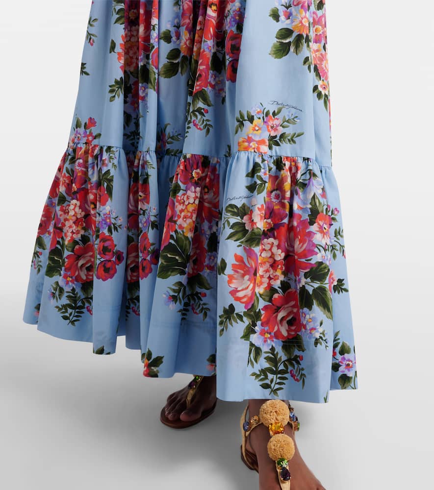 Floral cotton poplin maxi skirt