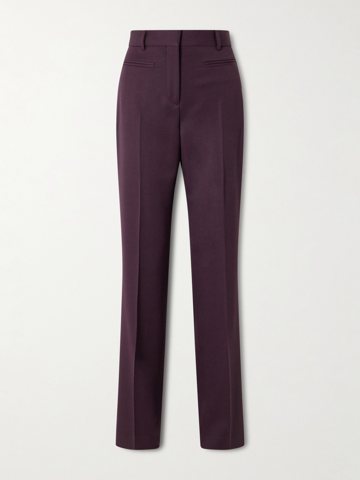 Pleated Grain De Poudre Wool Flared Pants - Purple