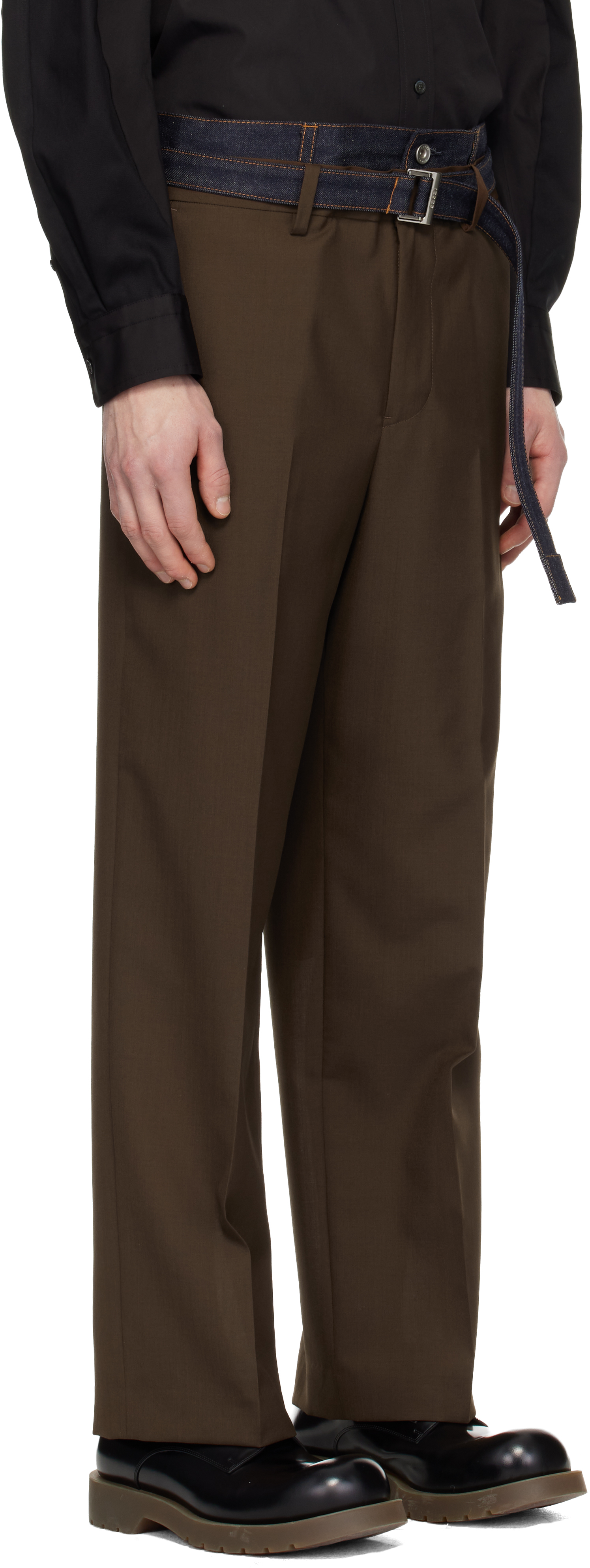 Brown Suiting & Denim Trousers