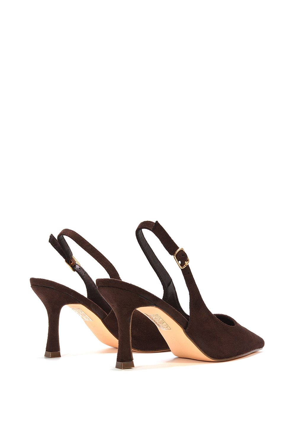 XY London Women's 'Valerie' Stiletto High Heel Closed Toe Slingback Court Shoes in Brown