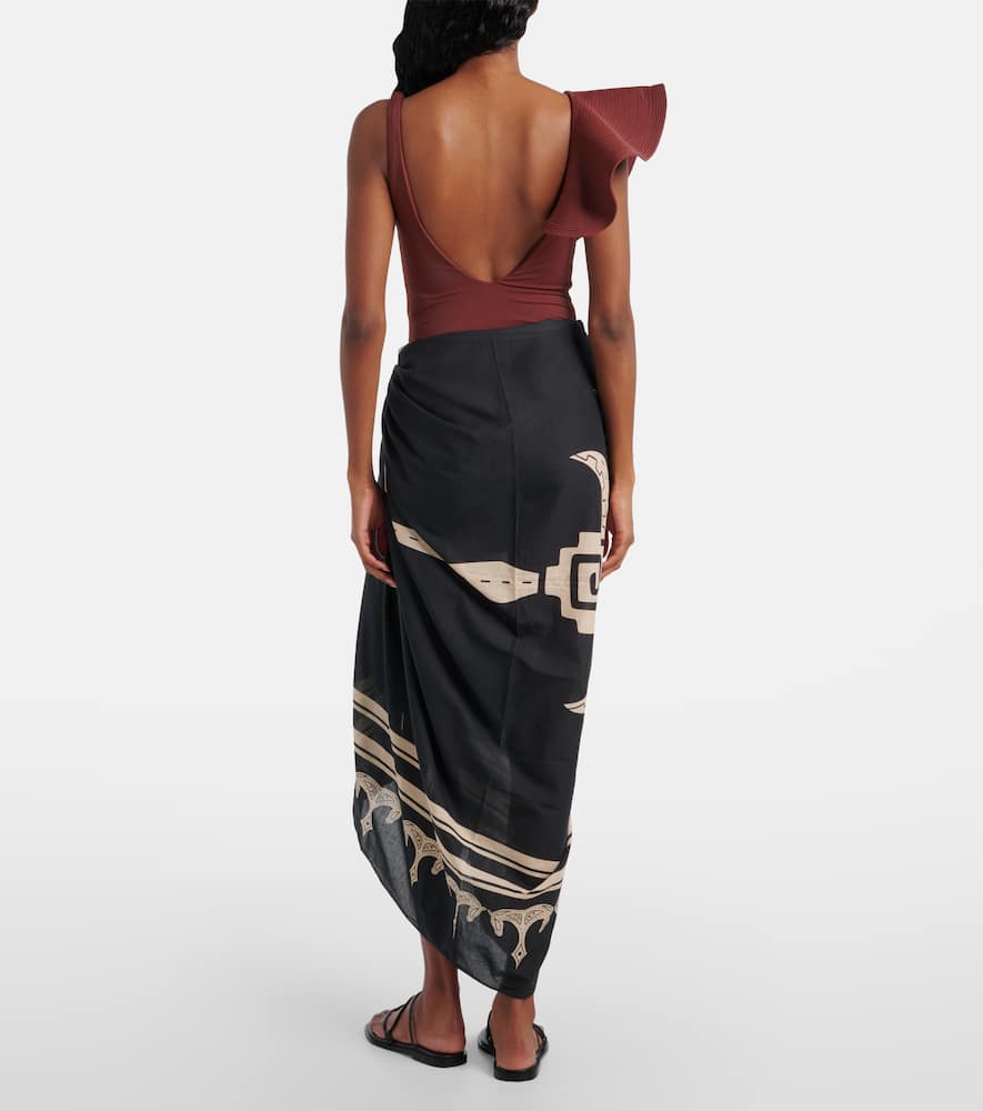 Printed cotton beach cover-up