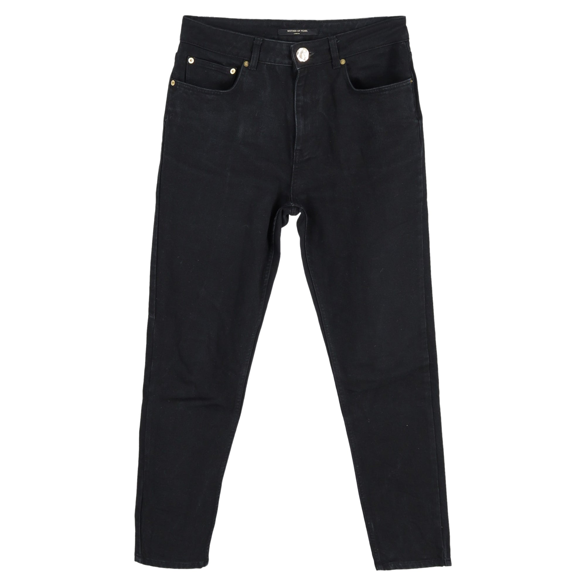 High Waisted Jeans in Black Cotton