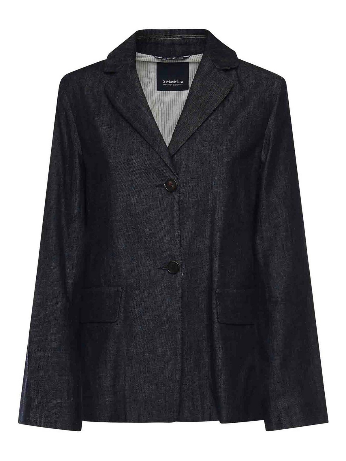 Cotton Denim Single-Breasted Straight Blazer