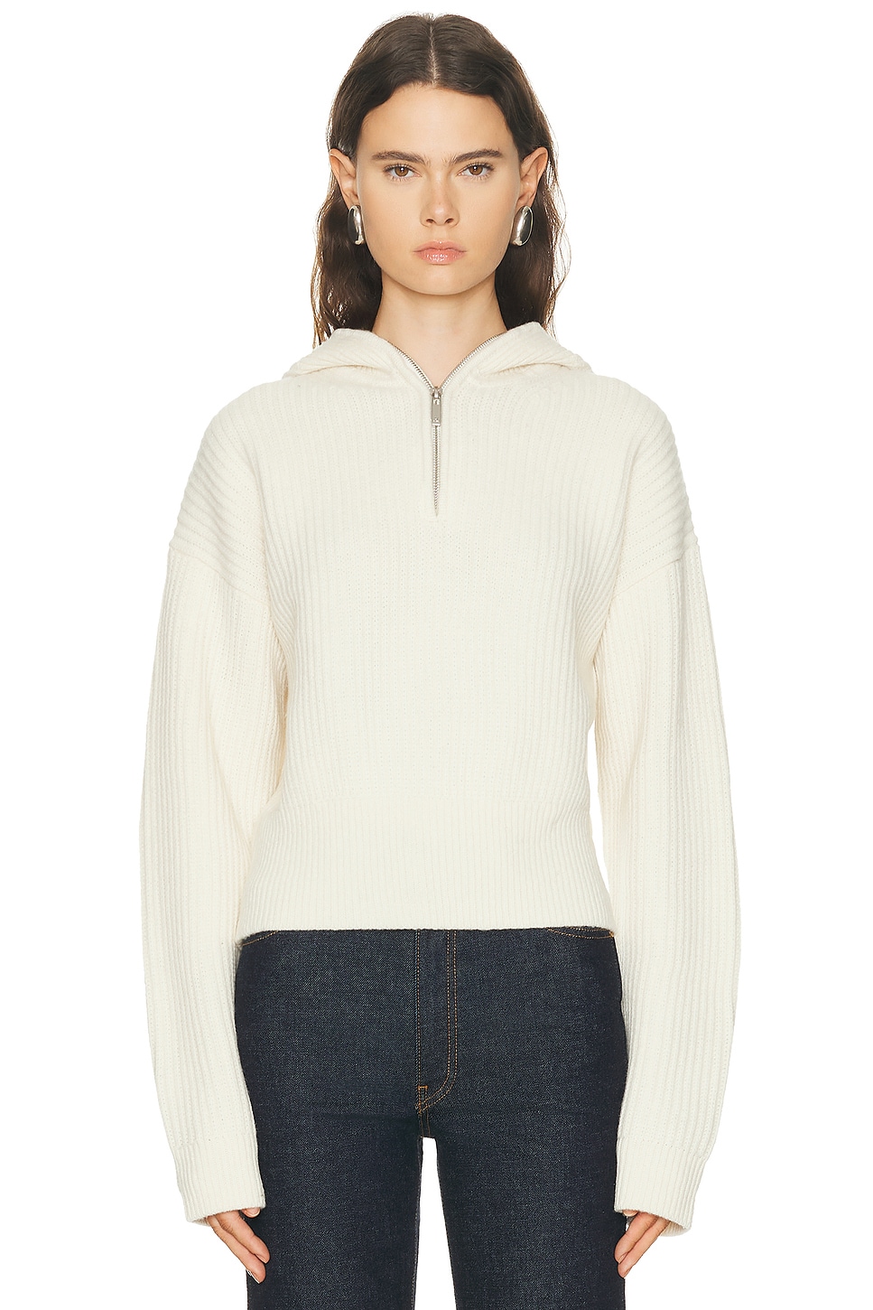Helmut Lang Balaclava Hoodie in Ivory - Ivory. L also in