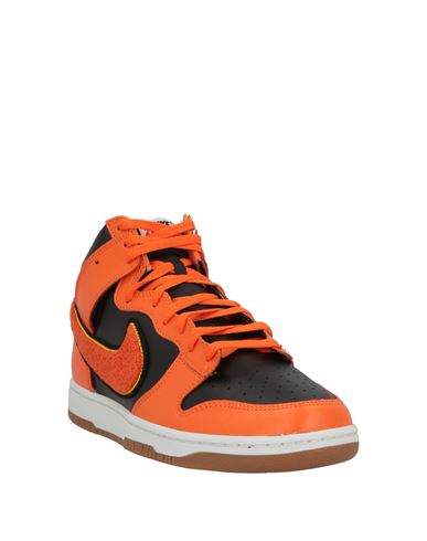 Man Sneakers Orange Size 9.5 Leather, Textile fibers