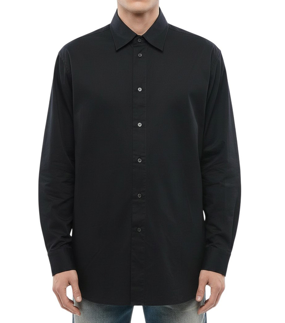 S-limo-logo Camicia Black Cotton Oversized Shirt With Oval-d Logo - S Limo Logo
