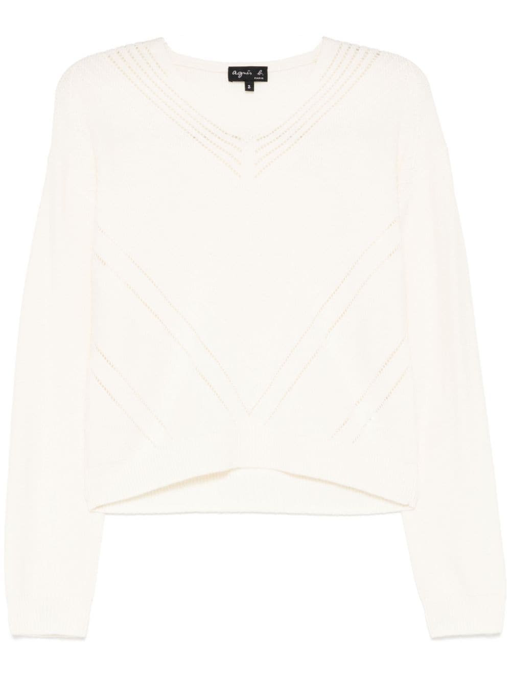 Geometric v-neck jumper - Neutrals