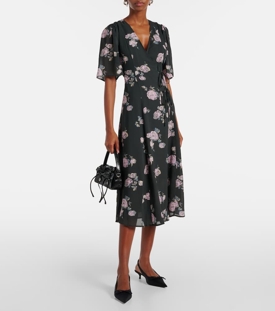 Ganni Floral crêpe wrap dress