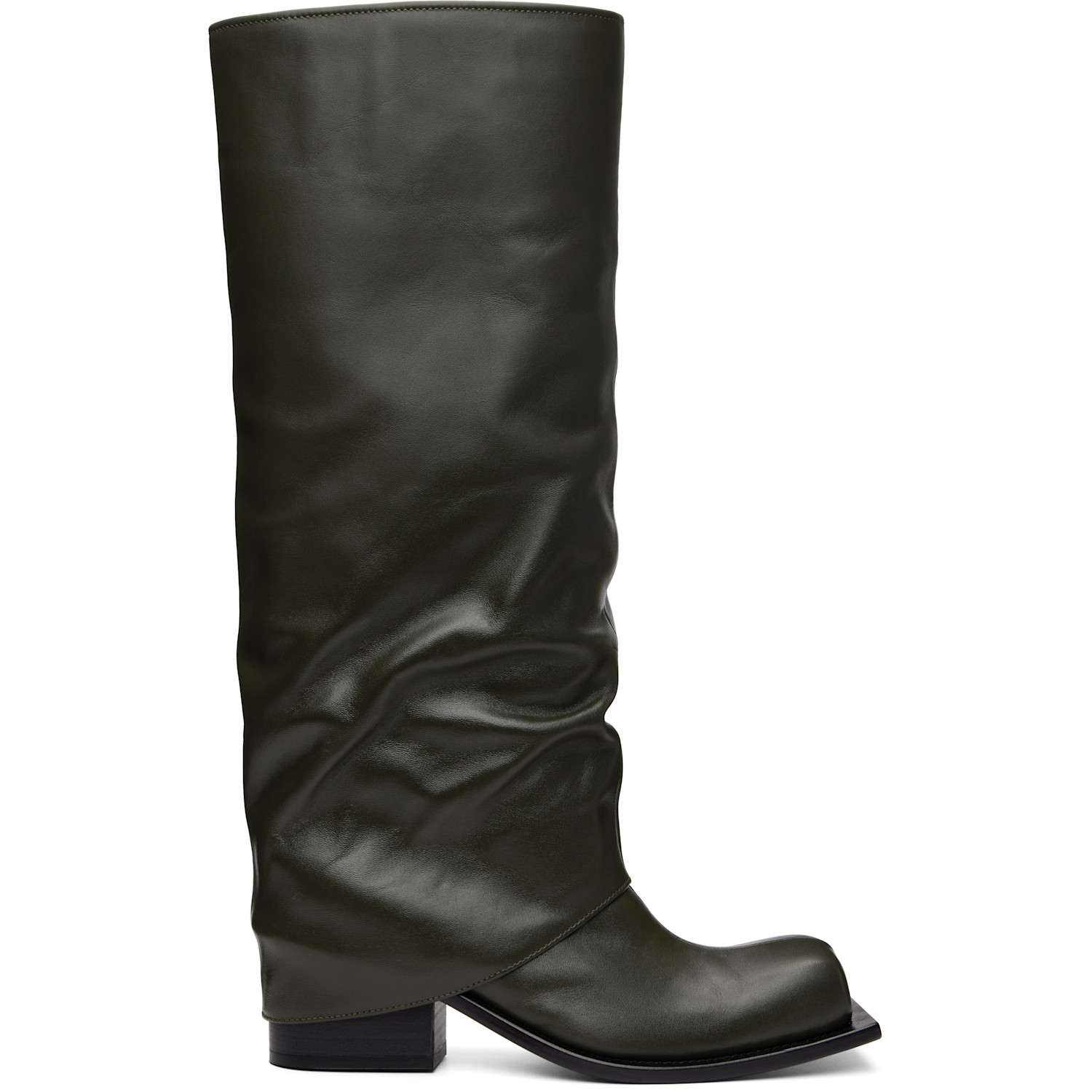 Khaki Havva Chunky Heel Tall Boots