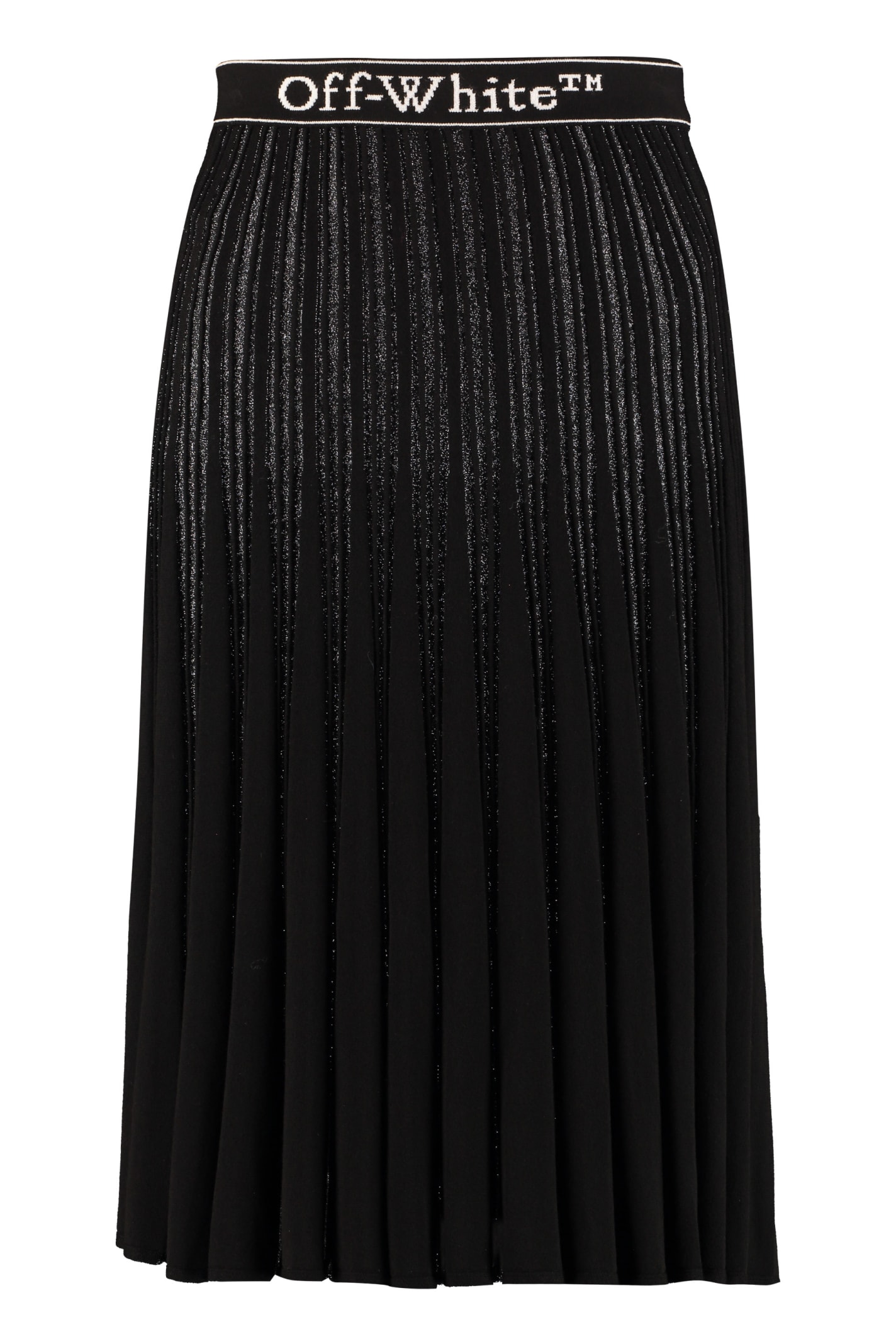 Metallic knitted pleated skirt