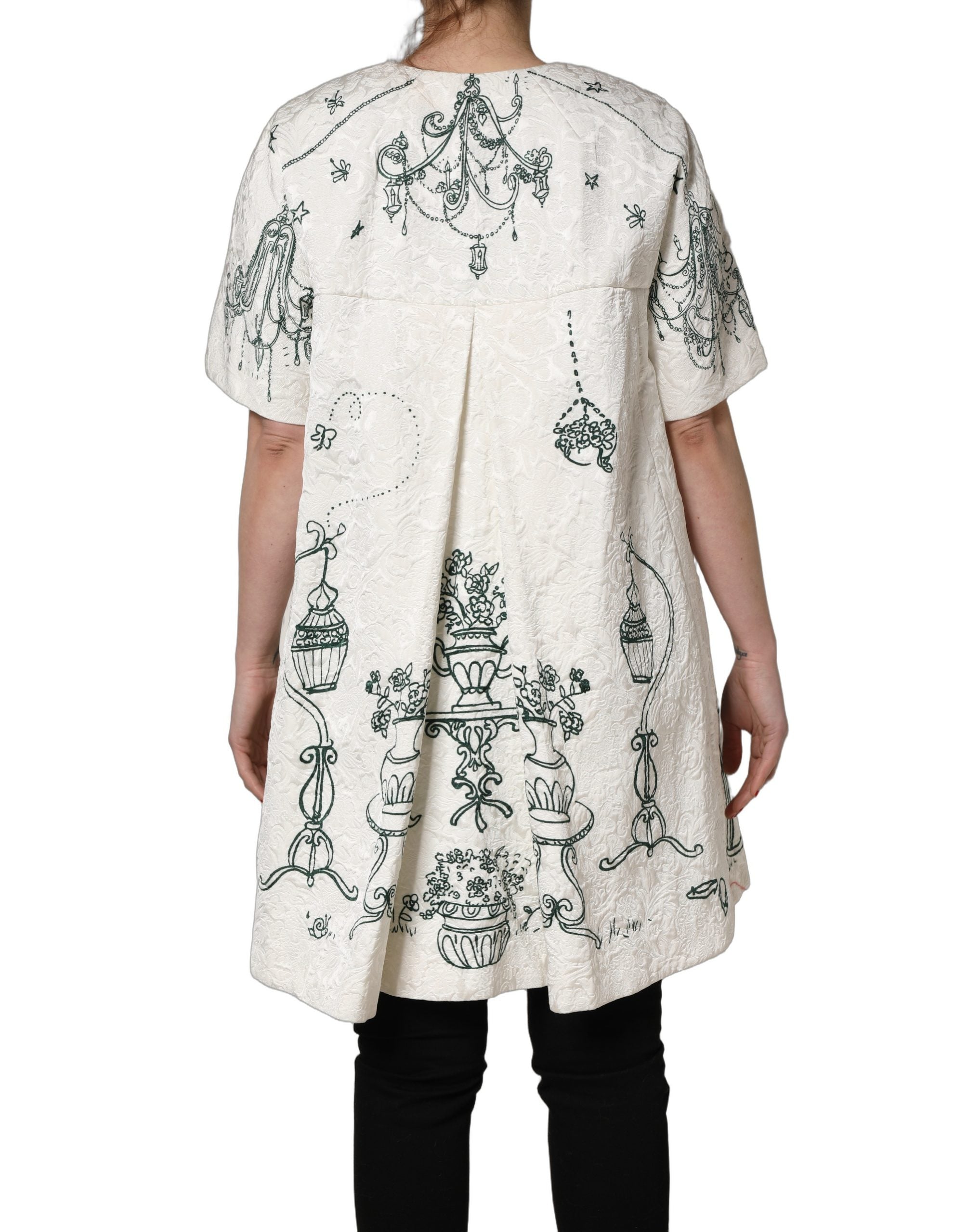 Jacquard Garden Print Jacket — White