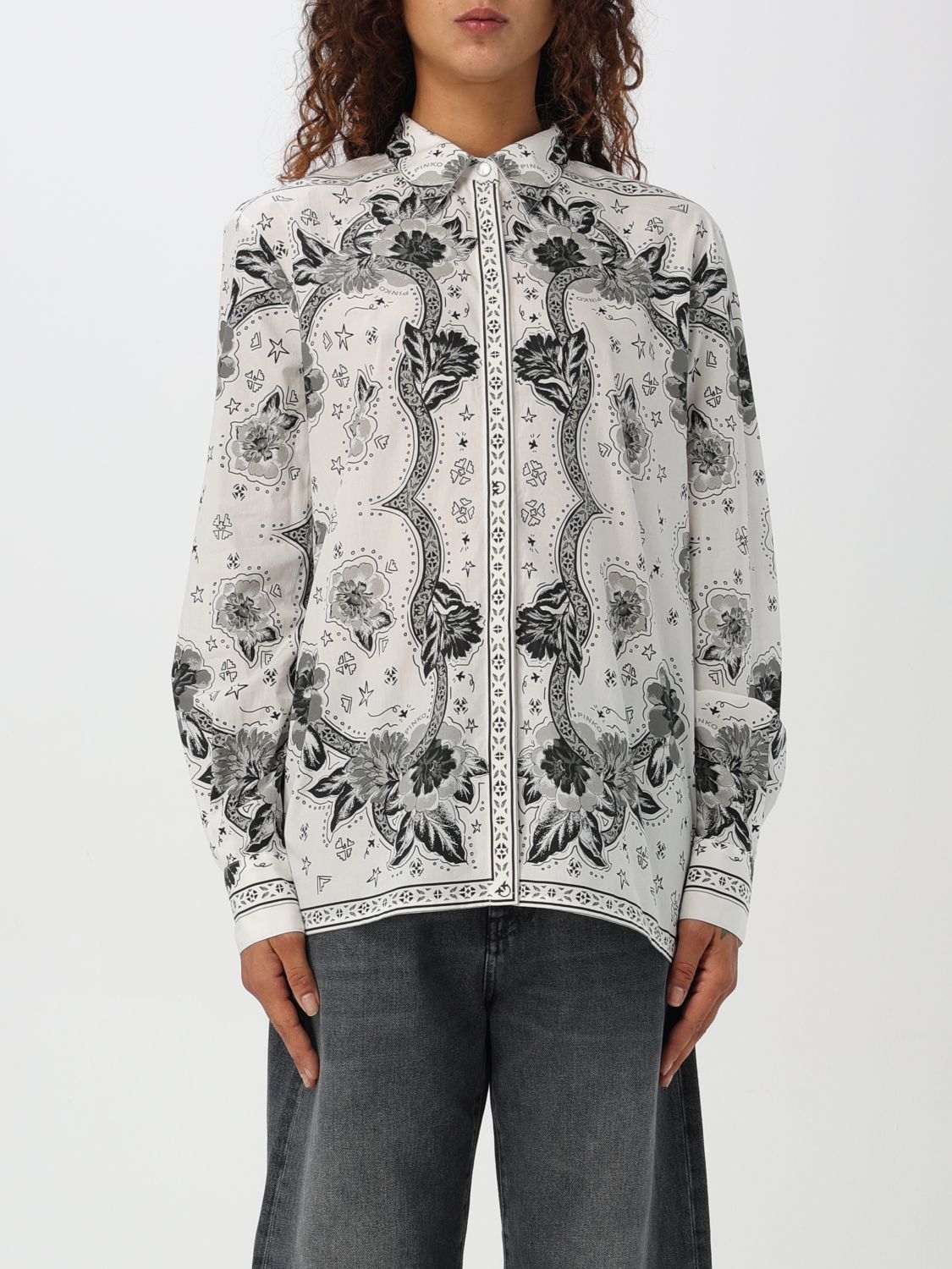 Floral-print cotton shirt - White