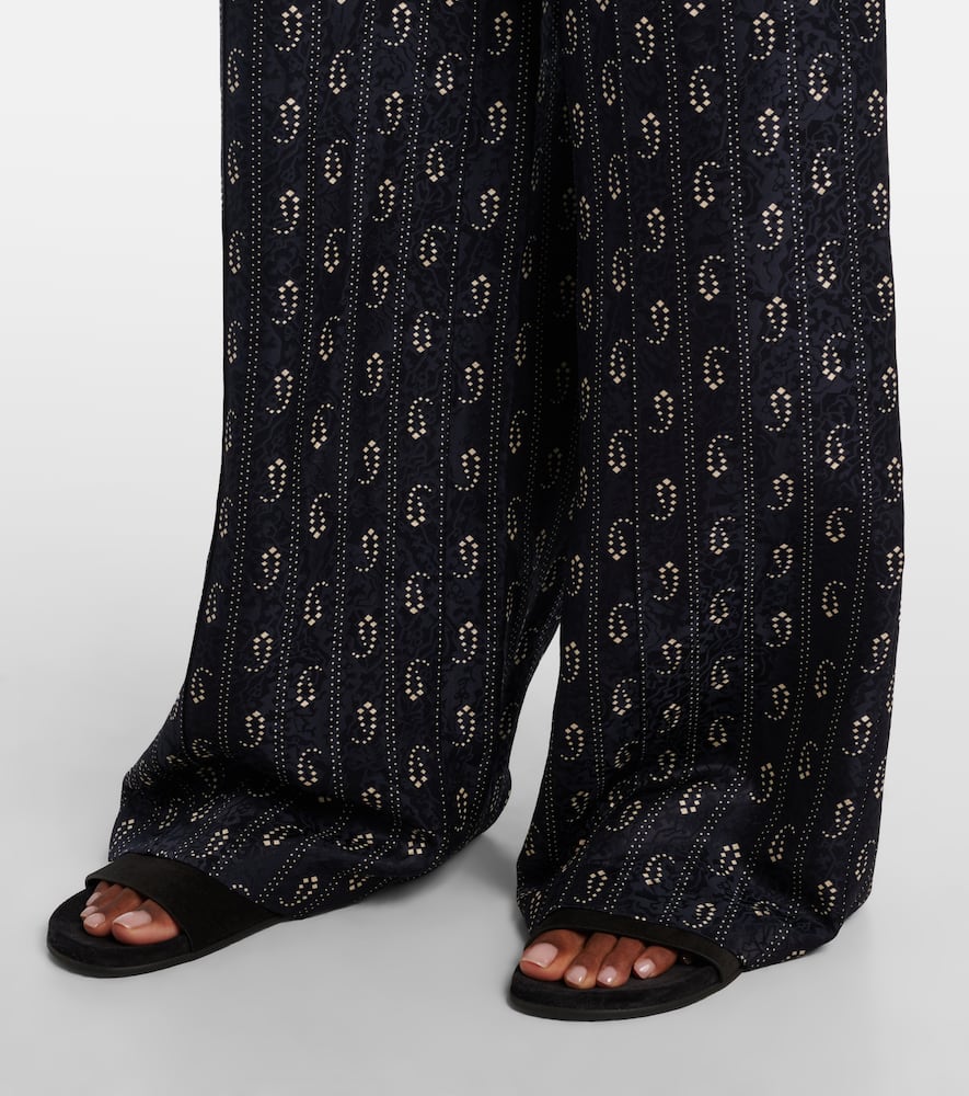 Paisley jacquard wide-leg pants