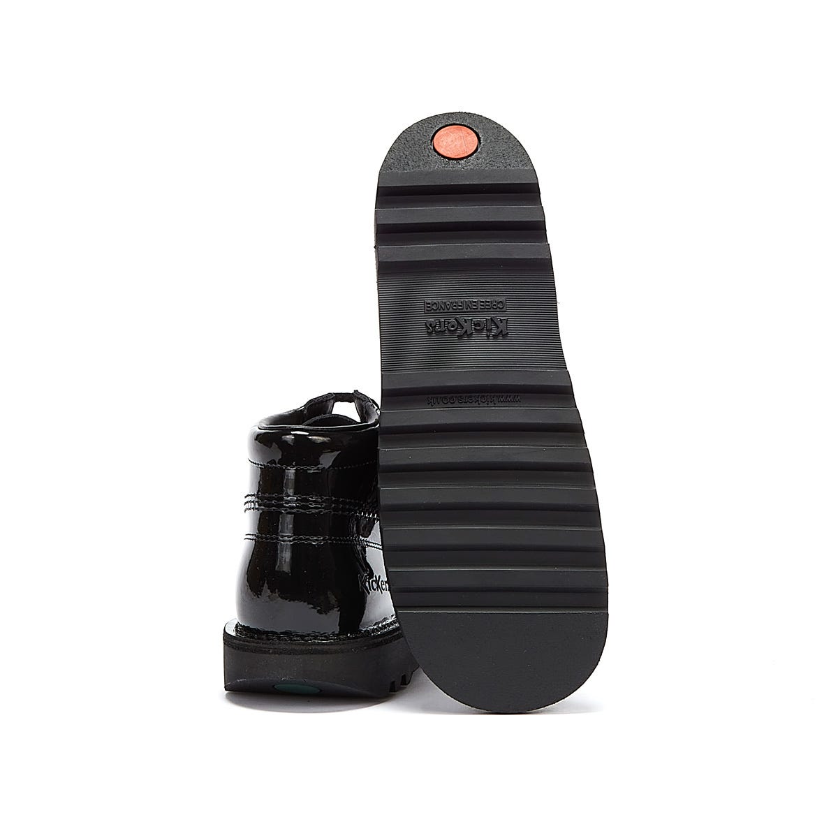 Kickers Youth Kick Hi Black Patent Shoe