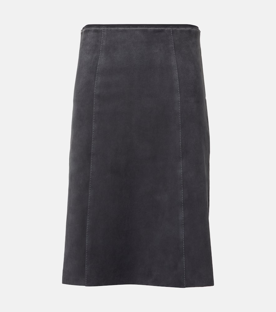 Suede midi skirt